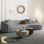 ركنة مودرن على شكل L من خشب الزان الأحمر مع وسائد مريحة باللون البيج – Comfortable Furniture Store