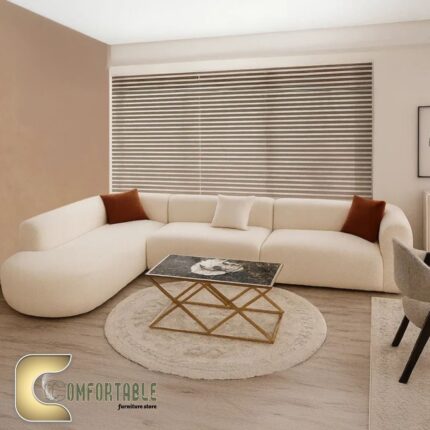 ركنة خشب زان مميزة على شكل L