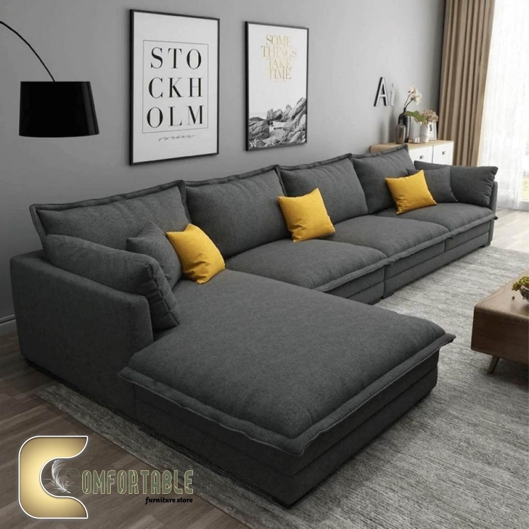 ركنة خشب زان كلاسيكية راقية L Shape | L Shape Corner Sofa Beech Wood Classic ركنة عصرية فاخرة من خشب الزان الطبيعي مع حشوة إسفنج عالية الكثافة، تصميم أنيق يضيف لمسة راقية لغرفة المعيشة.