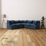 ركنة مودرن على شكل L من خشب الزان الأحمر مع وسائد مريحة باللون البيج – Comfortable Furniture Store