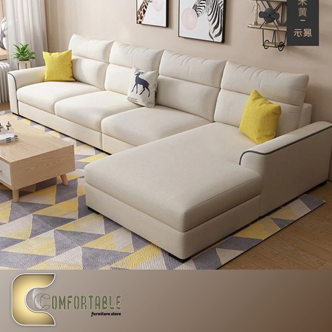 ركنة عصرية فاخرة من خشب الزان الطبيعي مع حشوة إسفنج عالية الكثافة، تصميم أنيق يضيف لمسة راقية لغرفة المعيشة. ركنه خشب زان مودرن _ L Shape corner Sofa Beech Wood modern