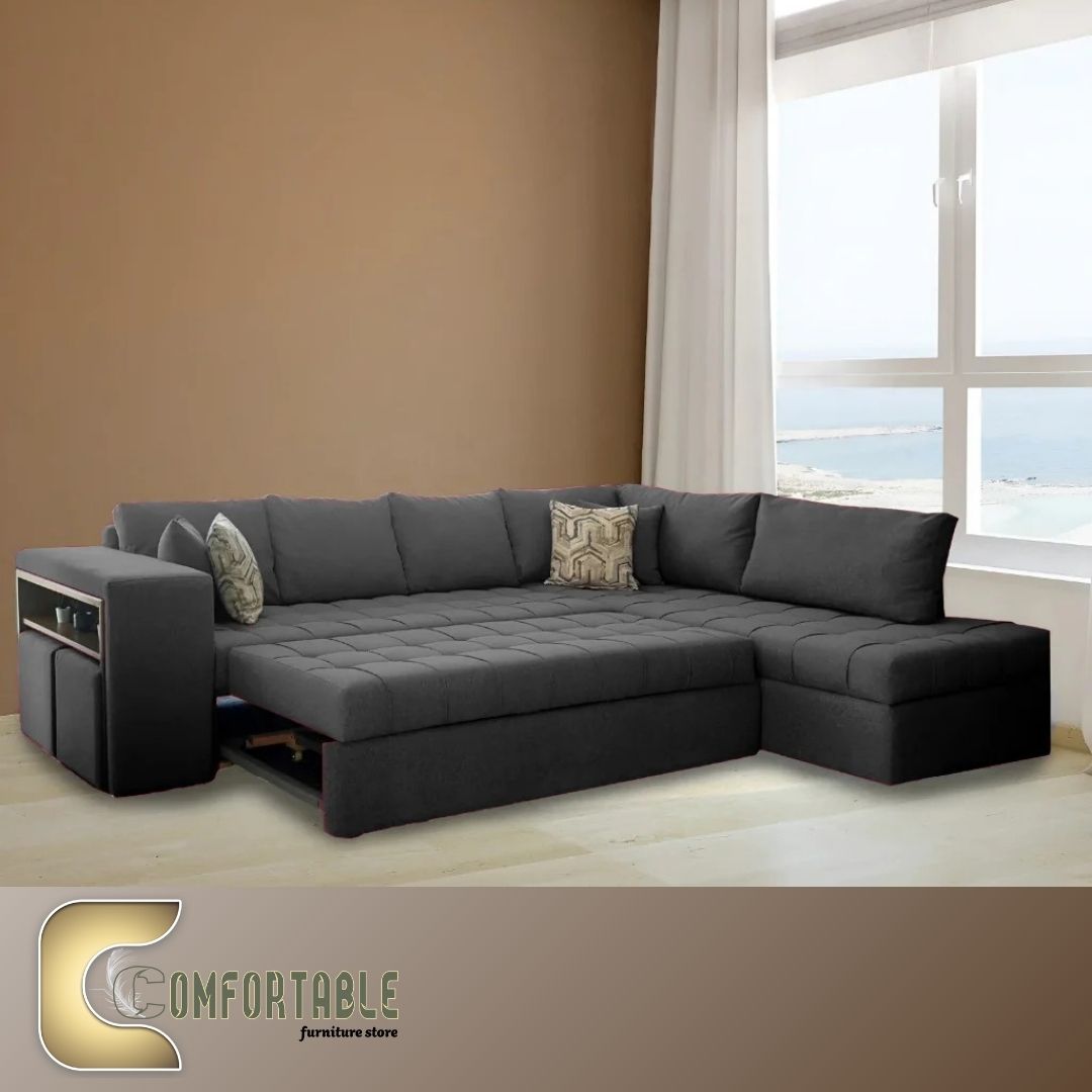 ركنة مودرن L Shape Sofa من خشب الزان – Comfortable Furniture ركنة أنيقة على شكل حرف L مصنوعة من خشب الزان الأحمر الطبيعي المعروف بصلابته وجودته العالية.