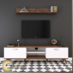 TV unit with  top shelf WHITE & BROWN