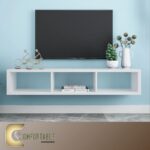 وحدة تلفزيون معلقة بتصميم عصري خشب إم دي إف أو خشب كونتر، تحتوي على أدراج للتخزين وتناسب أي تصميم داخلي عصري.