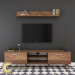 TV unit with top shelf BROWN
