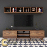 TV unit with top bookcase BROWN