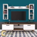 TV unit with 2 bookcase  top shelf WHITE&brown