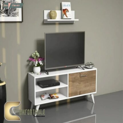 TV unit  wooden leg& top shelf