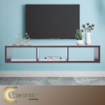 وحدة تلفزيون معلقة بتصميم عصري خشب إم دي إف أو خشب كونتر، تحتوي على أدراج للتخزين وتناسب أي تصميم داخلي عصري.