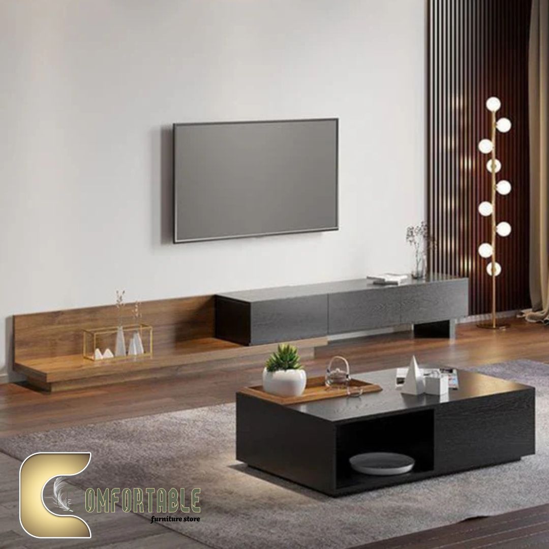 24 (TC15) وحدة تلفزيون و ترابيزة قهوة - بني × أسود - Image 1