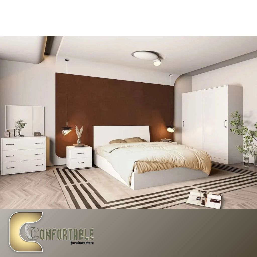 غرفة نوم شبابي مودرن | سرير ودولاب - كوليكشن 2026 غرفة نوم شبابي مودرن مكونة من سرير ودولاب وتسريحة بتصميم انسيابي وأنيق.