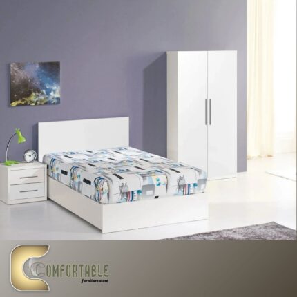 غرفة نوم أطفال مودرن بتصميم عصري مع سرير ووحدات تخزين ذكية