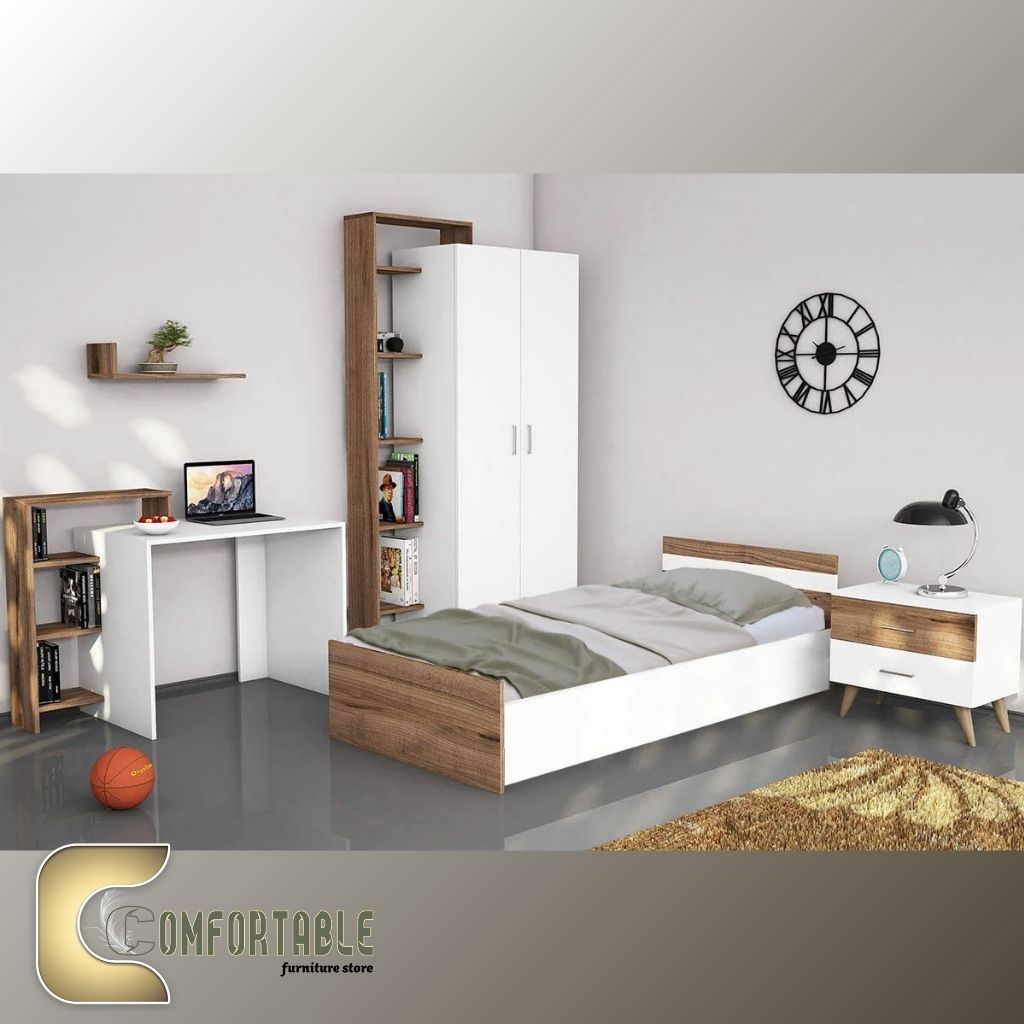 غرفة أطفال كاملة مودرن | خامات عالية الجودة - كوليكشن 2026 غرفة نوم أطفال مودرن بتصميم عصري مع سرير ووحدات تخزين ذكية