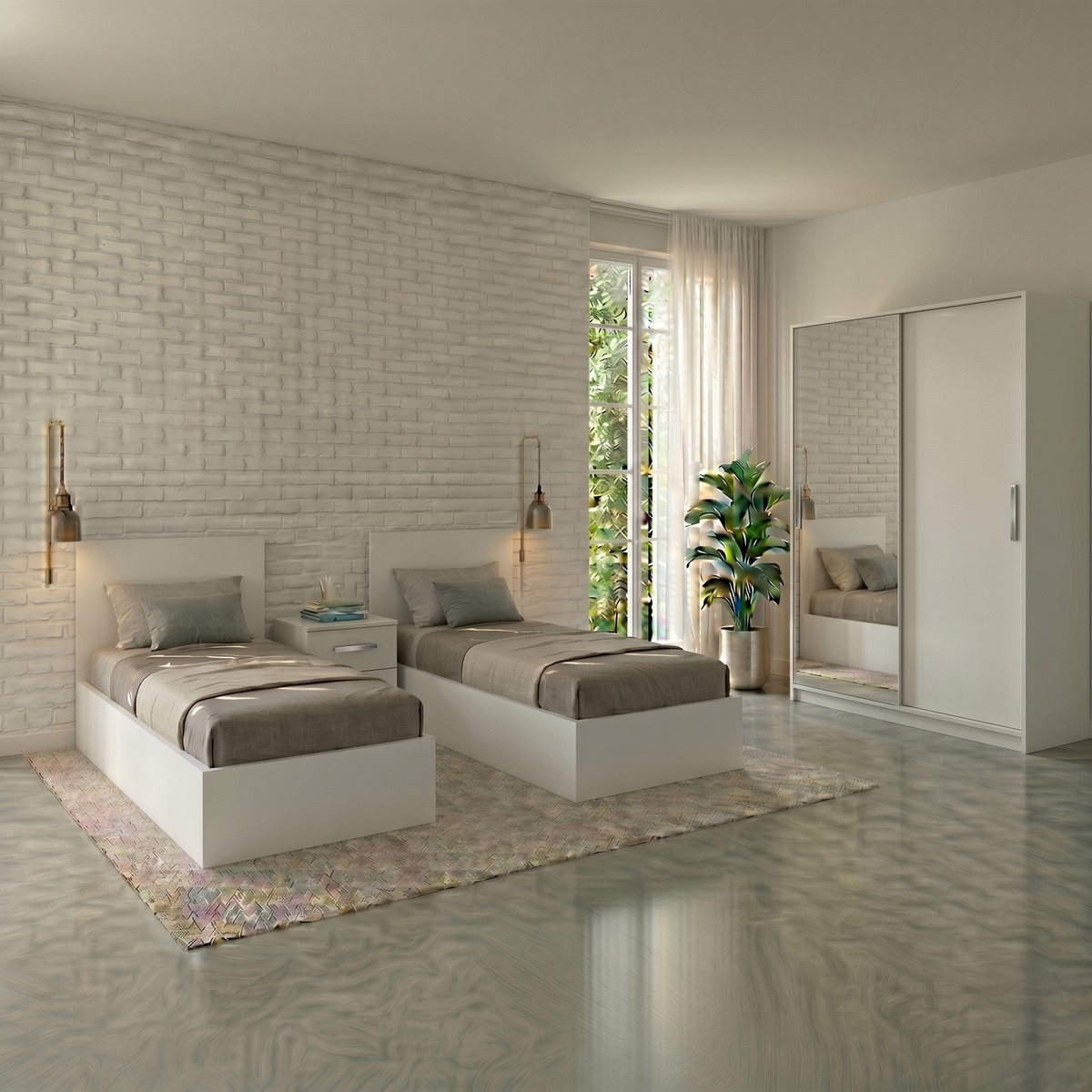 ARTOFURN51835-ENV.jpg غرفة نوم خشب أم دي أف 4 قطع - أبيض - الصورة 1