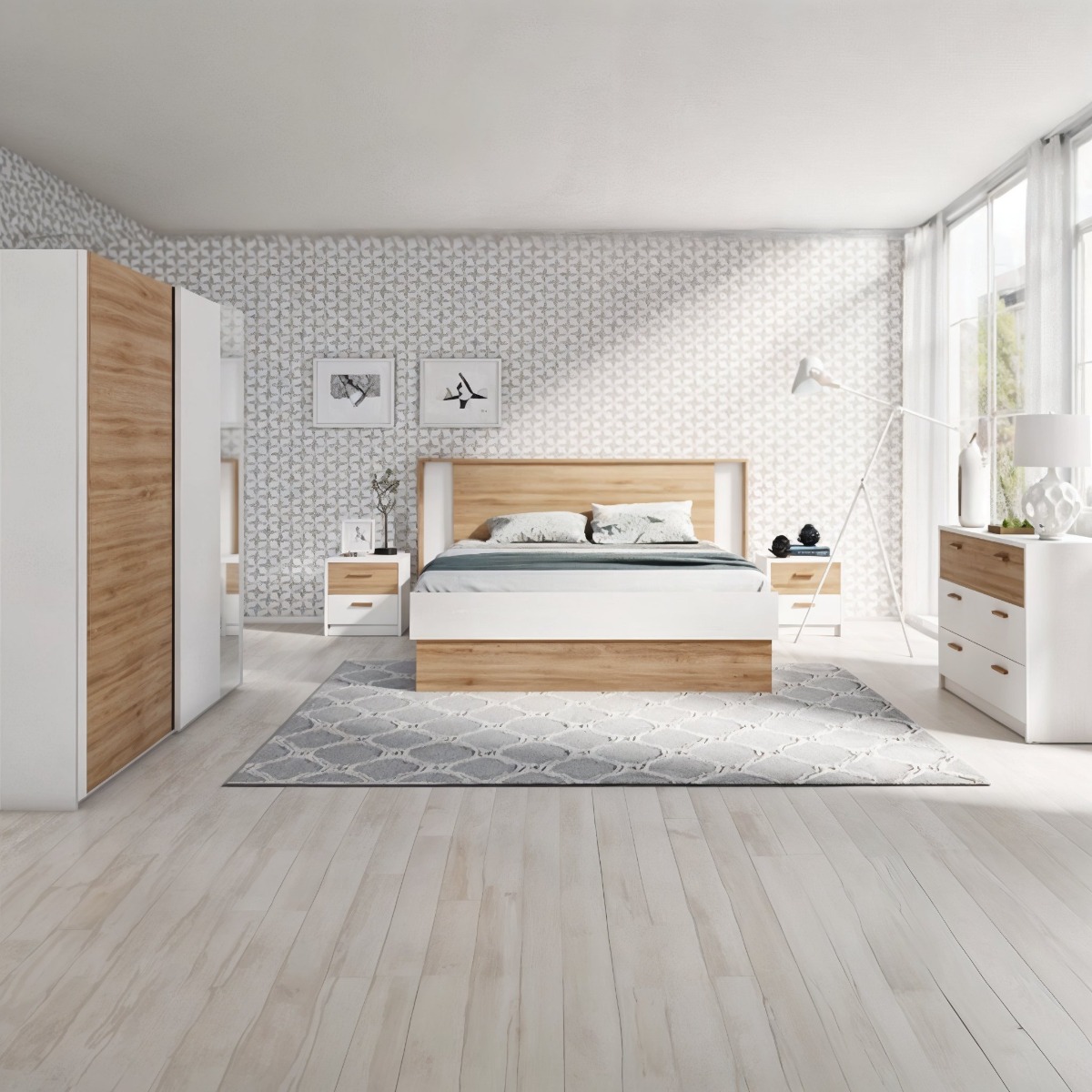 freepik__enhance__82759.jpeg غرفة نوم ام دى اف 5 قطع - أبيض وبيج - الصورة 1